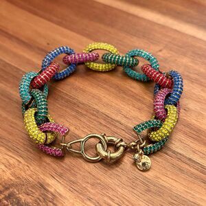 J.Crew | Chunky Pave Oval Link Bracelet | Multicolor | 8” Length